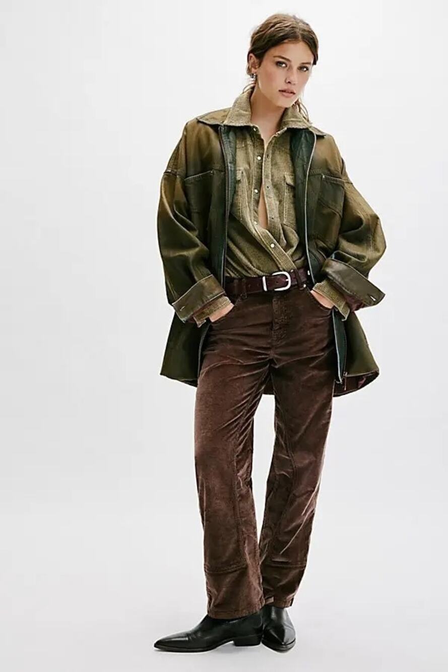 New FREE PEOPLE We The Free Risk Taker Cord Straight Jeans $128 SIZE 29 Brown